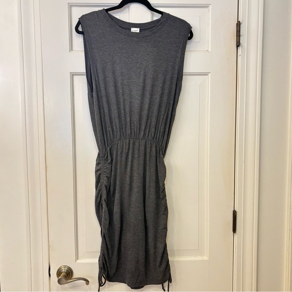 By Together Mini Dress Womens M Gray Ruched Side Tie Sleeveless Soft Stretch - Picture 1 of 6